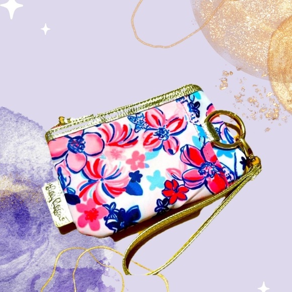 Floral Lilly Pulitzer Zip Top Wallet Wristlet, W/Back Pouch - Picture 7 of 8